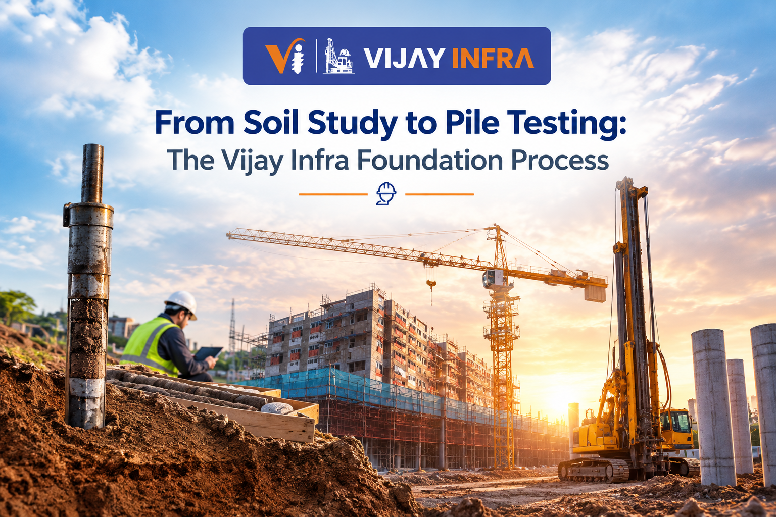 Pile foundation process in Mumbai by Vijay Infra, from soil study to pile testing